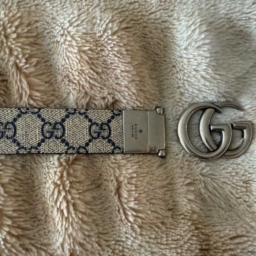 Gucci reversible Blue and Black GG Canvas Belt